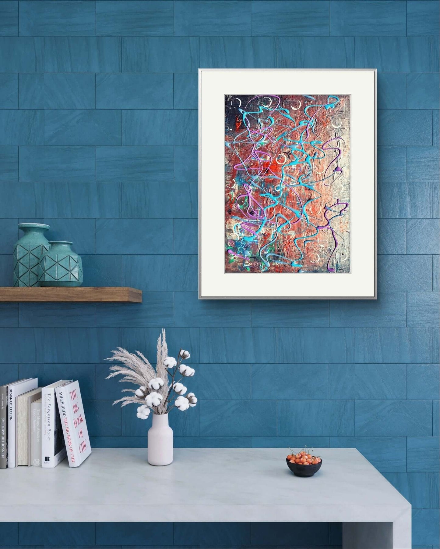 Rhythms in Motion - Trudie Averett Art Abstract artwork titled 'Rhythms in Motion,' featuring flowing, interwoven lines and vibrant colors that convey a sense of harmony, energy, and movement.