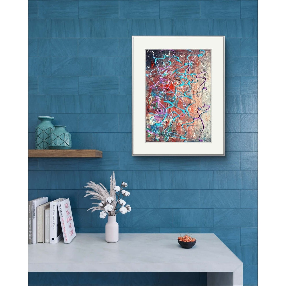 Rhythms in Motion - Trudie Averett Art Abstract artwork titled 'Rhythms in Motion,' featuring flowing, interwoven lines and vibrant colors that convey a sense of harmony, energy, and movement.